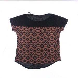 Espresso Asymmetric Top Womens Sz XL Geometric